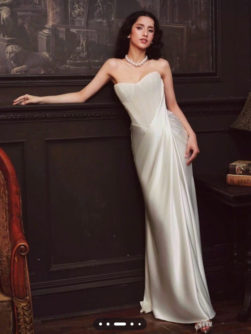 Strapless Ivory Satin Wedding Gown